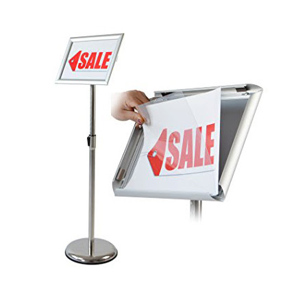 PORTA GRAFICA MARCO CLIP ALUMINIO CON PEDESTAL AJUSTABLE FORMATO A3 (29.7*42 CMS) (C10)