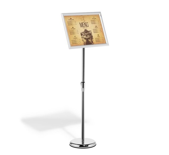PORTA GRAFICA MARCO CLIP ALUMINIO CON PEDESTAL AJUSTABLE FORMATO A3 (29.7*42 CMS) (C10)