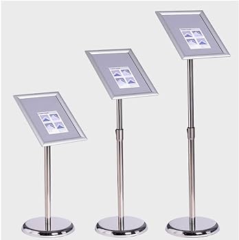 PORTA GRAFICA MARCO CLIP ALUMINIO CON PEDESTAL AJUSTABLE FORMATO A4 (21*29.7 CMS) (C10)