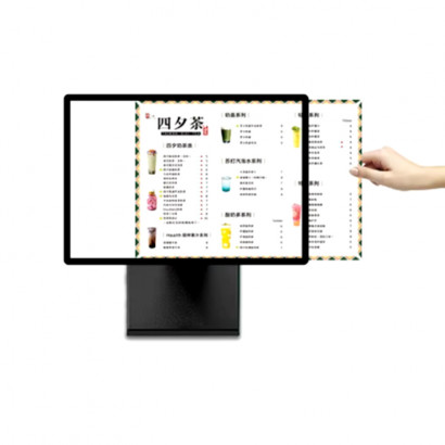 PANEL MENU SLIM BOX 1 CARA A3 CON PEDESTAL (312X427) COLOR NEGRO