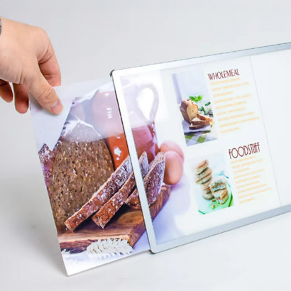 PANEL MENU SLIM BOX 1 CARA A2 CON PINES (435X600) COLOR PLATEADO